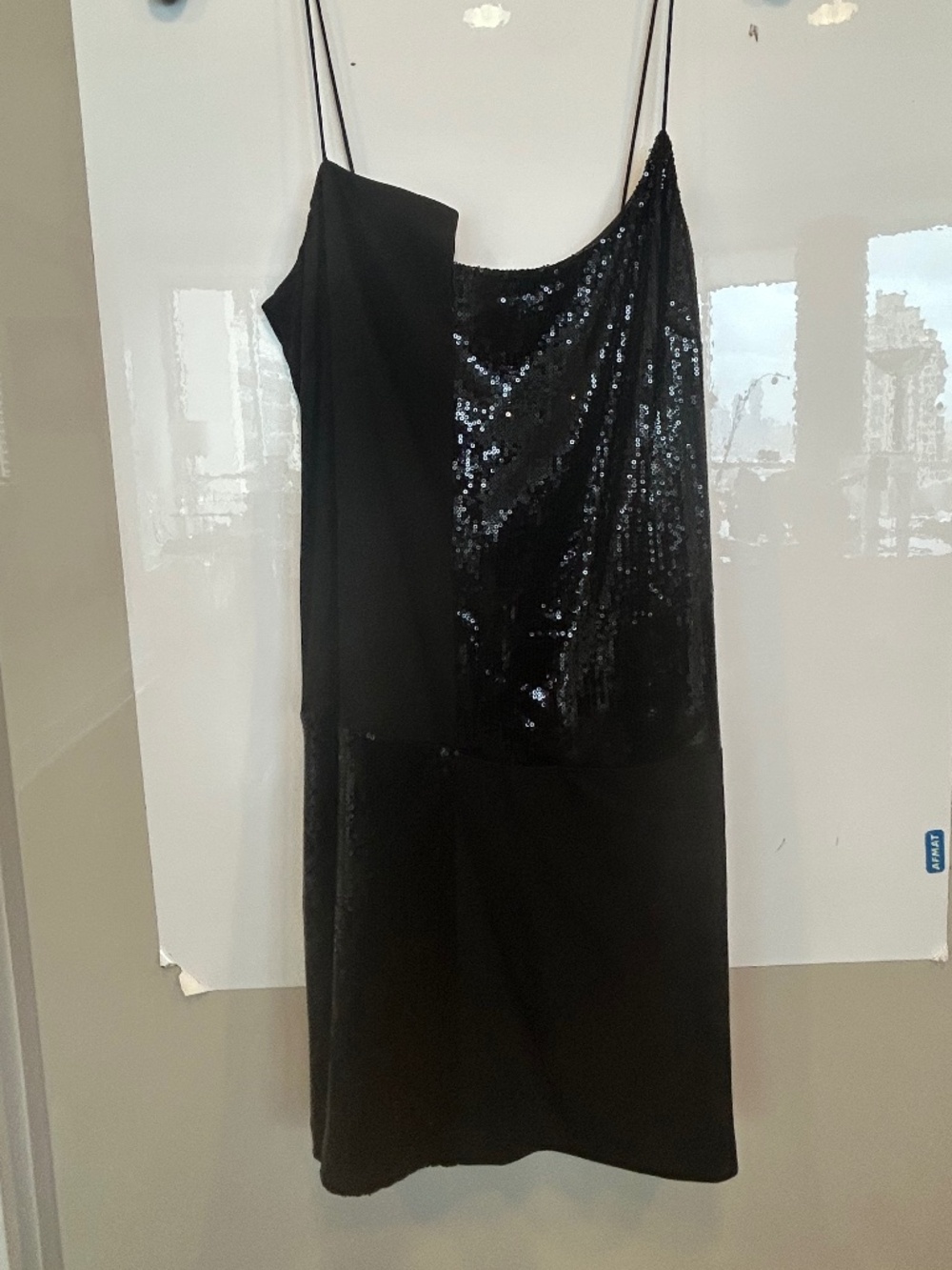 Nicole Miller Collection Black Sequin Patchwork Mini Dress – Size 6 (NWT)